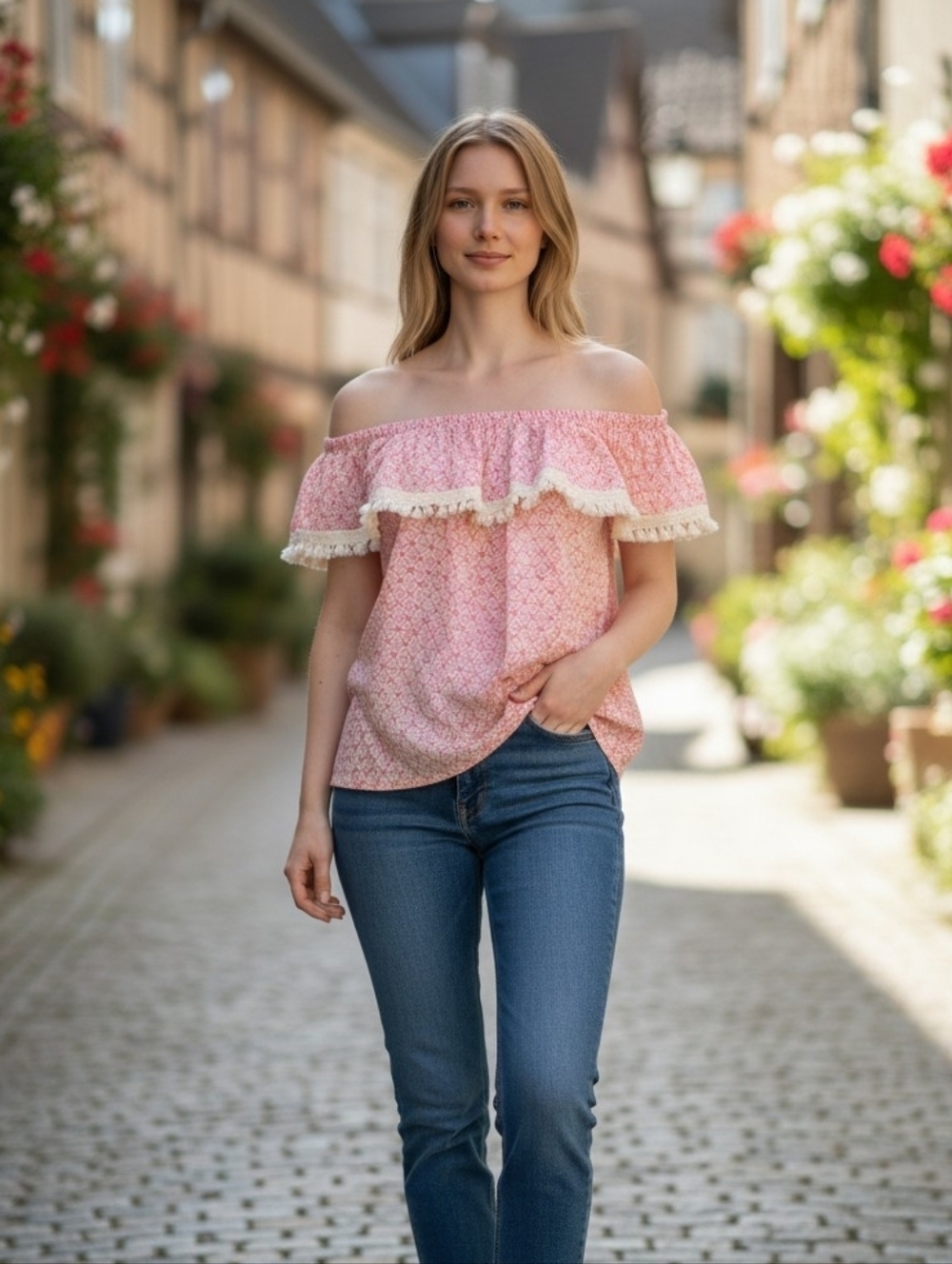 Roberta Roller Rabbit Fringe Off Shoulder Top XS